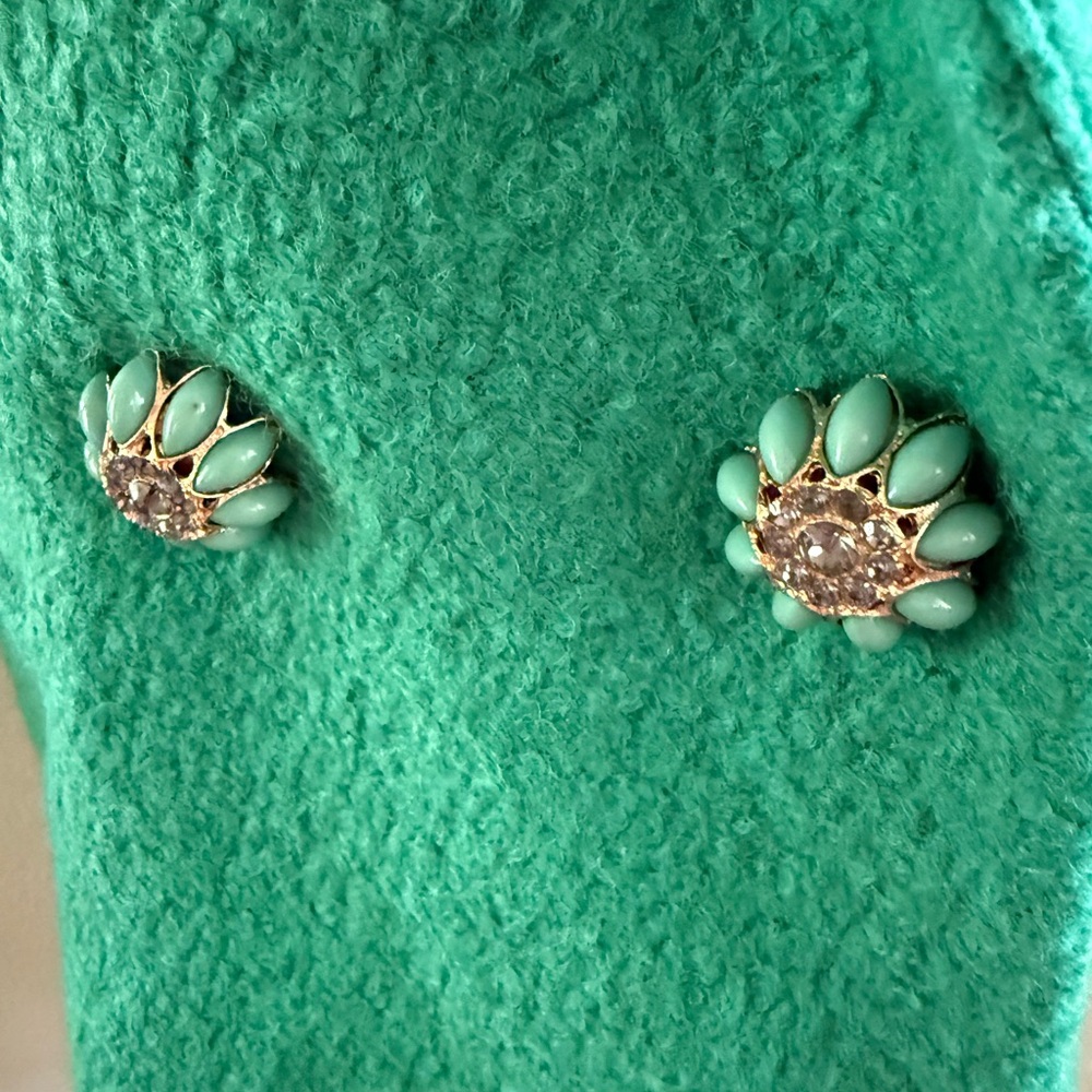 Beautiful Vintage Boucle Knit COAT SZ M Fabulous Buttons Kelly Green Gorgeous! - Picture 4 of 15